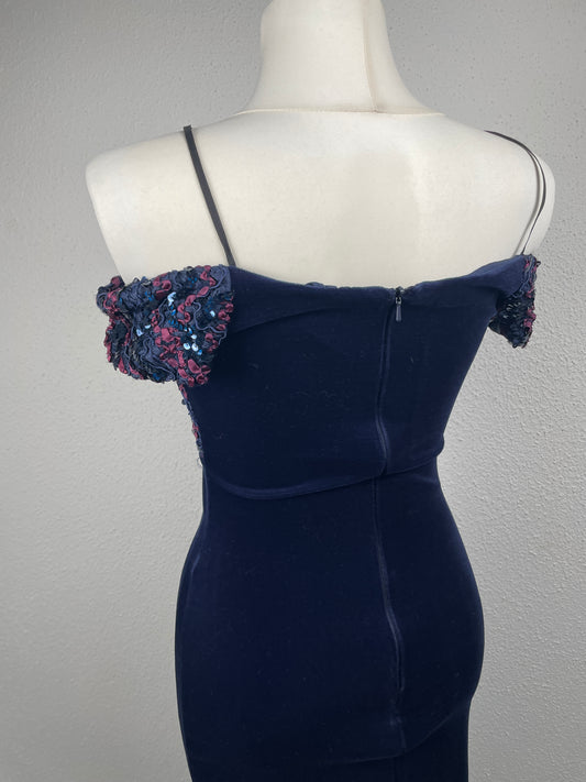 Late 80s / early 90s vintage Lagenes velvet sequin cocktail dress.