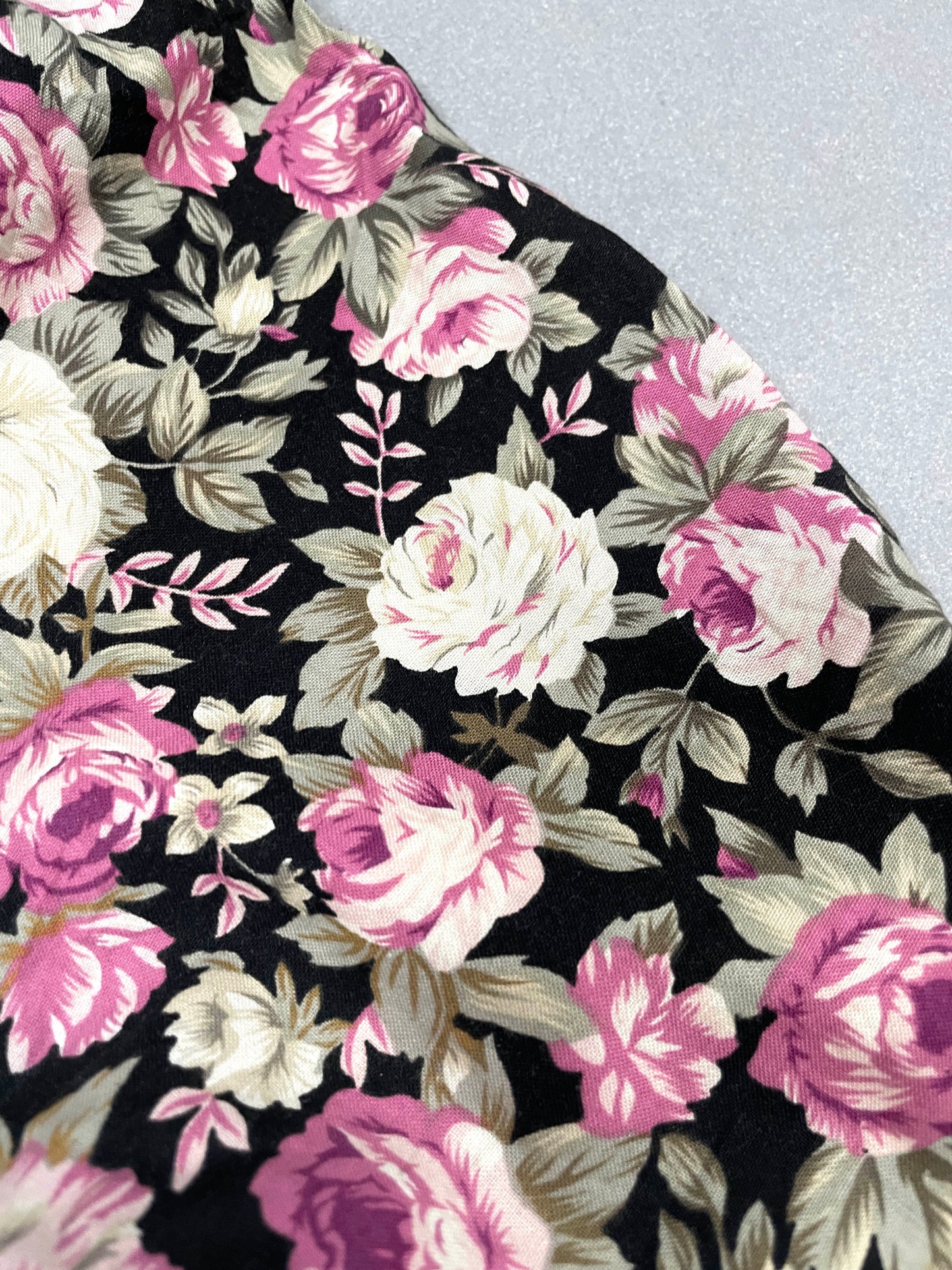 Vintage 80s Floral Midi Dress with Lace Collar