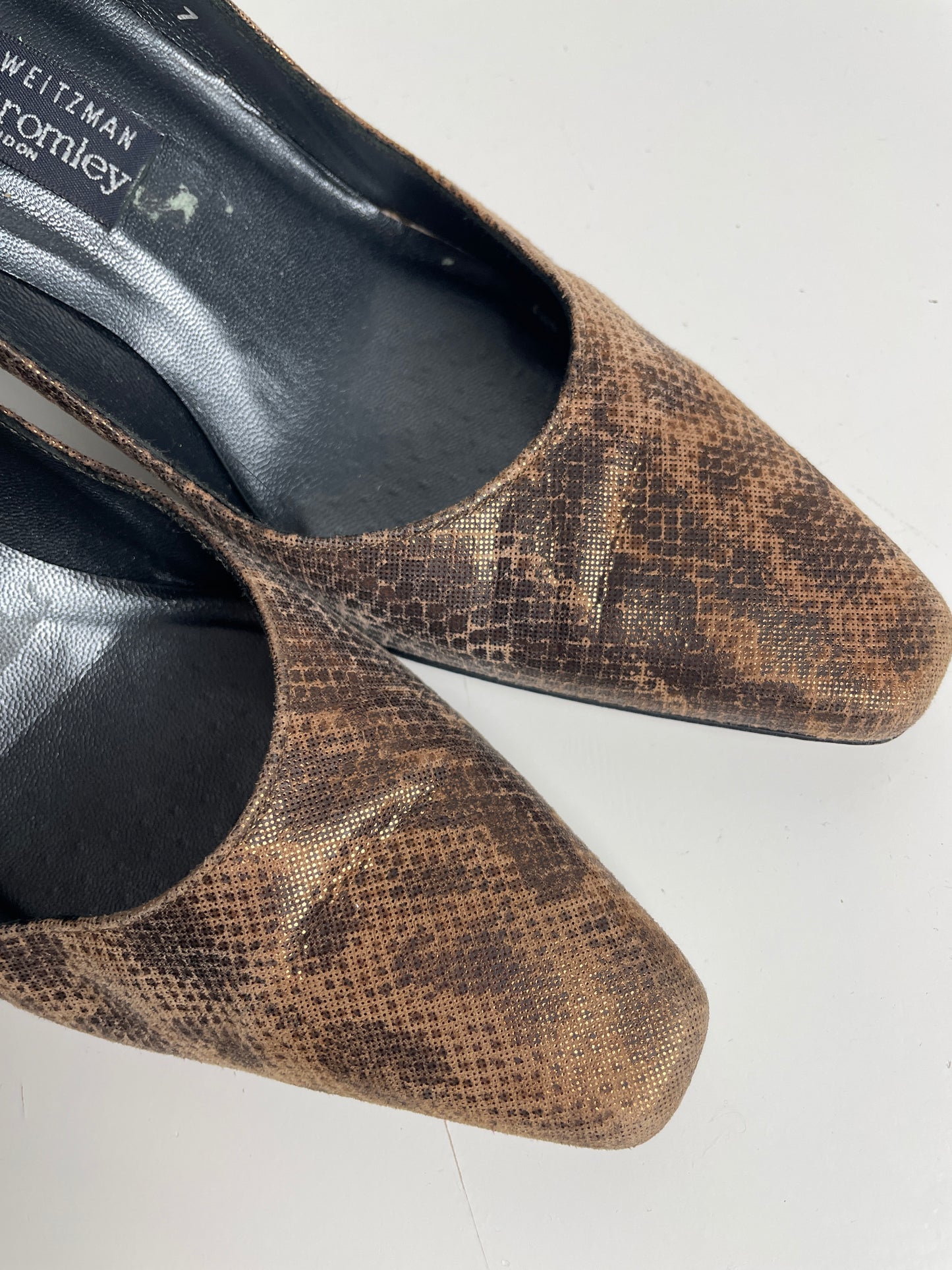 90s Stuart Weitzman for Russell & Bromley Snake Print Pumps
