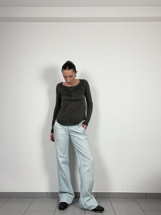 Vintage G-Star RAW Long Sleeve Top – Khaki Green – Size S