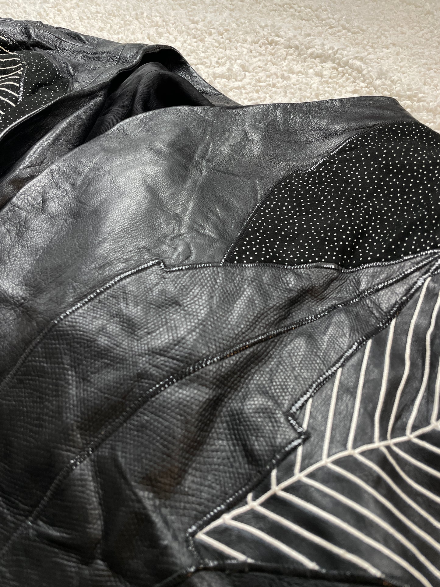 Vintage 80s leather printed oversized jacket