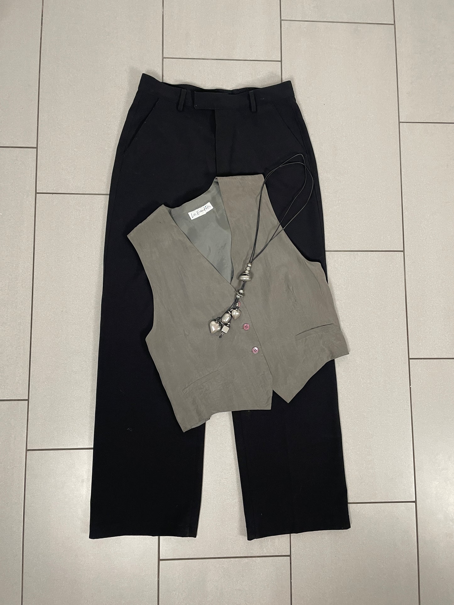 Vintage Grey Silk Vest – Size L