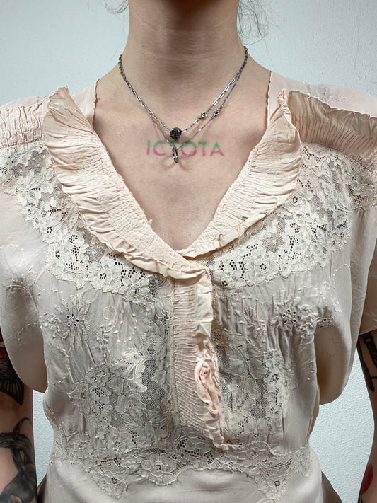 Vintage 50s Silk Maxi Slip Dress