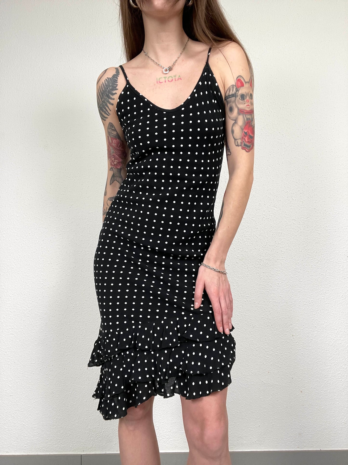 Vintage Y2K Polka Dot Asymmetrical Dress