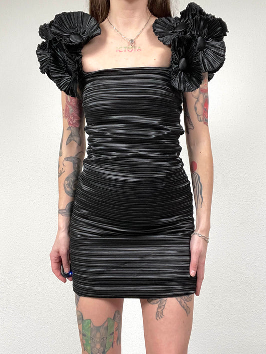 Black Mini Dress with Statement Shoulders