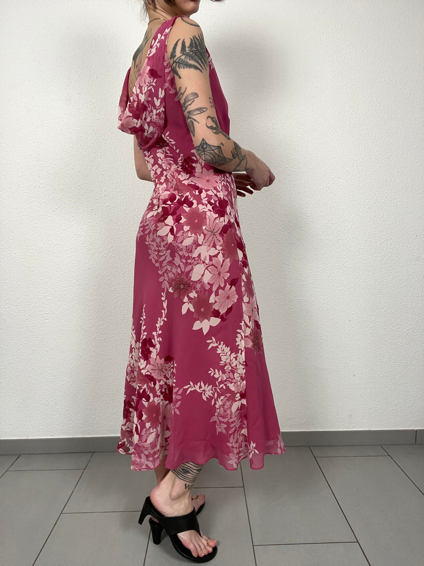 Vintage Floral Silk Dress