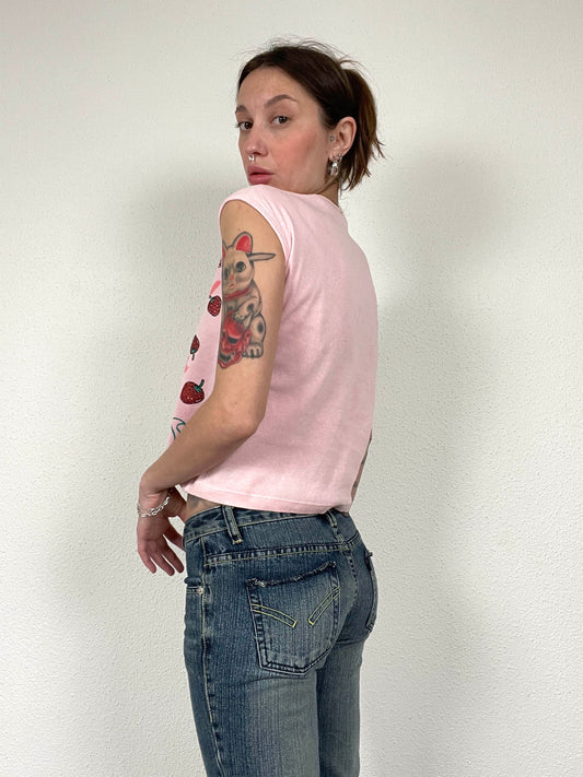 Vintage Y2K Strawberry Print baby t-shirt