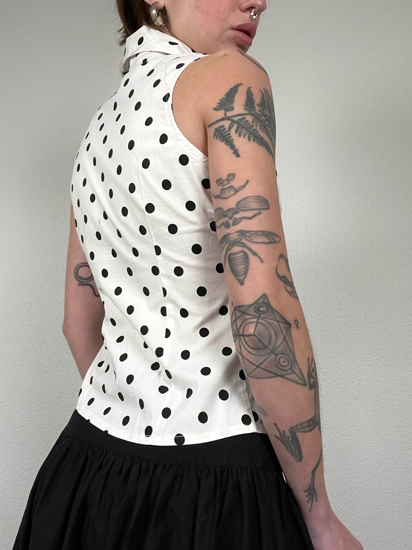 Vintage Polka Dot zip Blouse