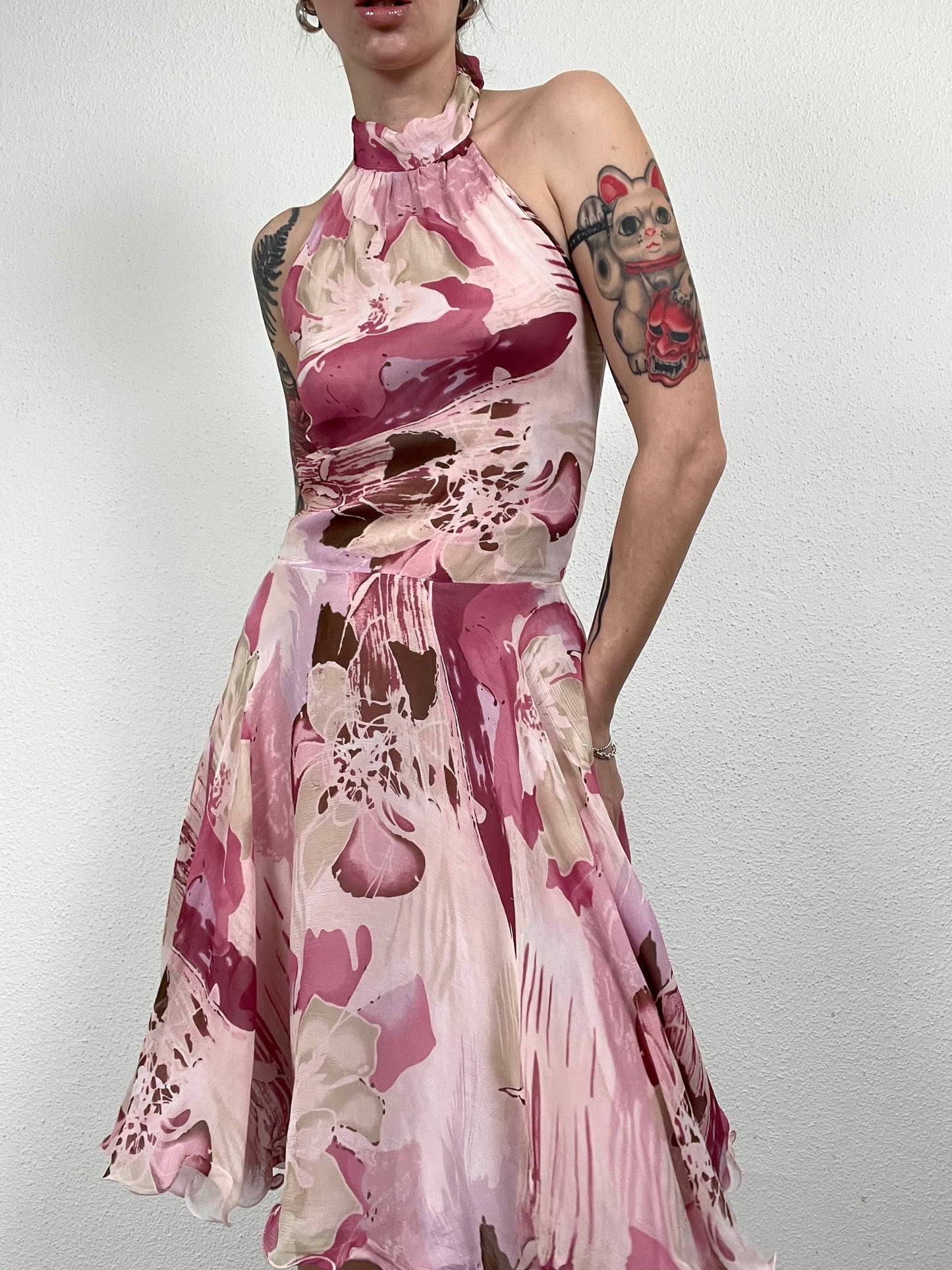 Vintage Silk Halter Dress