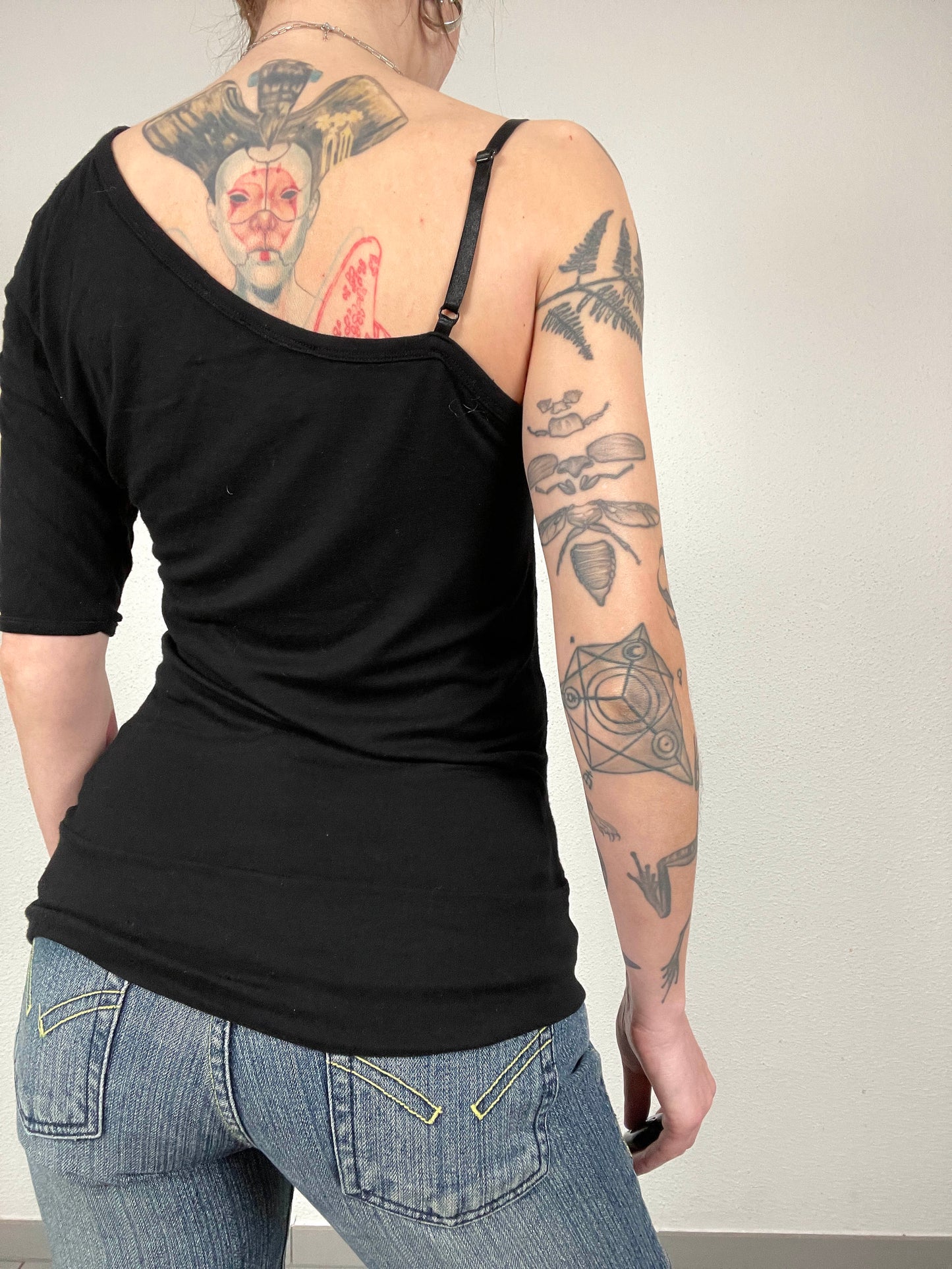 Vintage Y2K Black Sequin Shoulder Top