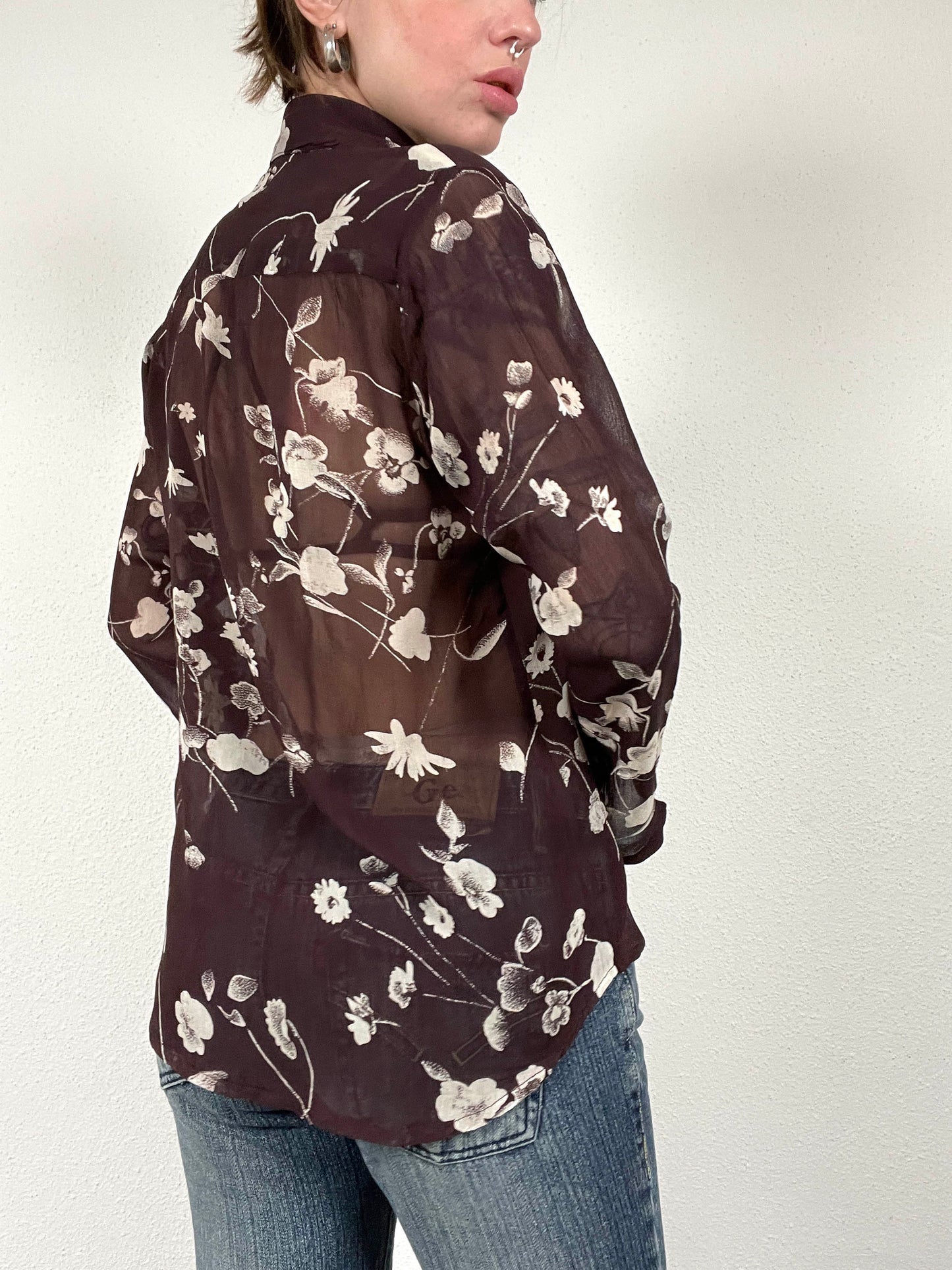 Vintage Floral Sheer Blouse