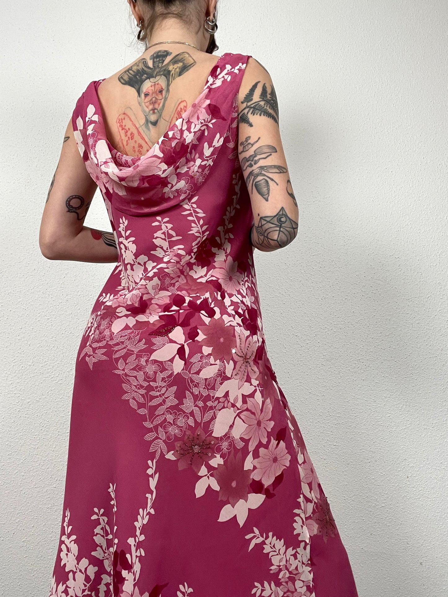 Vintage Floral Silk Dress