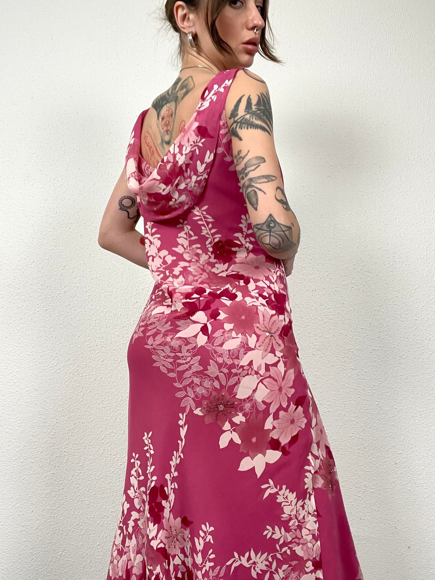 Vintage Floral Silk Dress