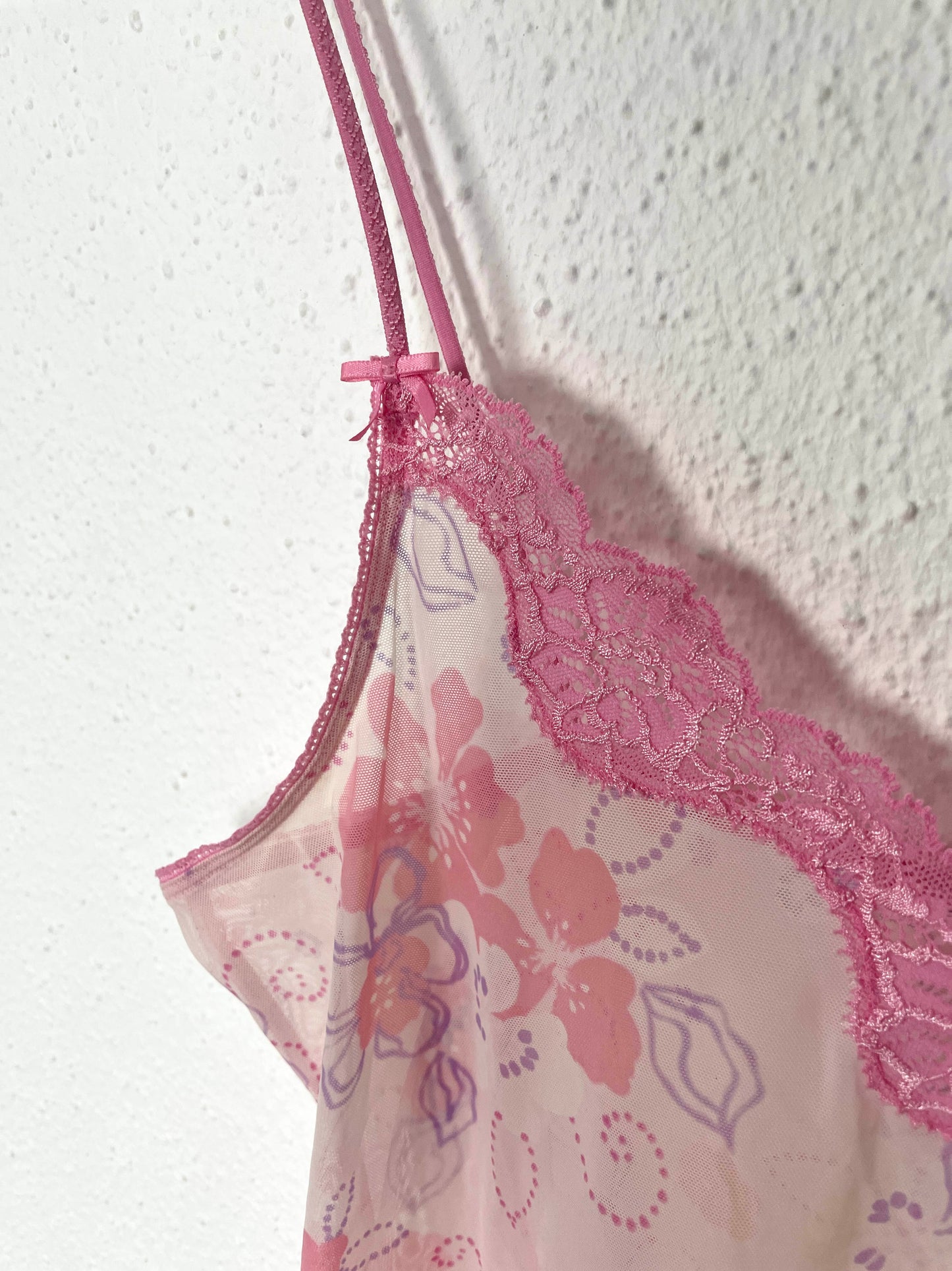 Vintage Sheer Pink Lace Cami Top