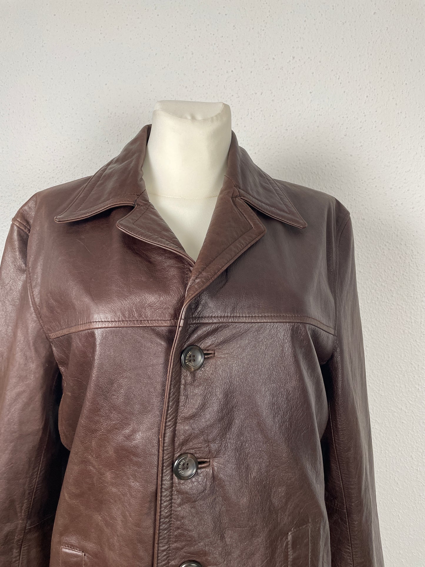 Vintage Y2K 2000s brown leather trench coat