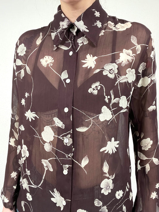 Vintage Floral Sheer Blouse
