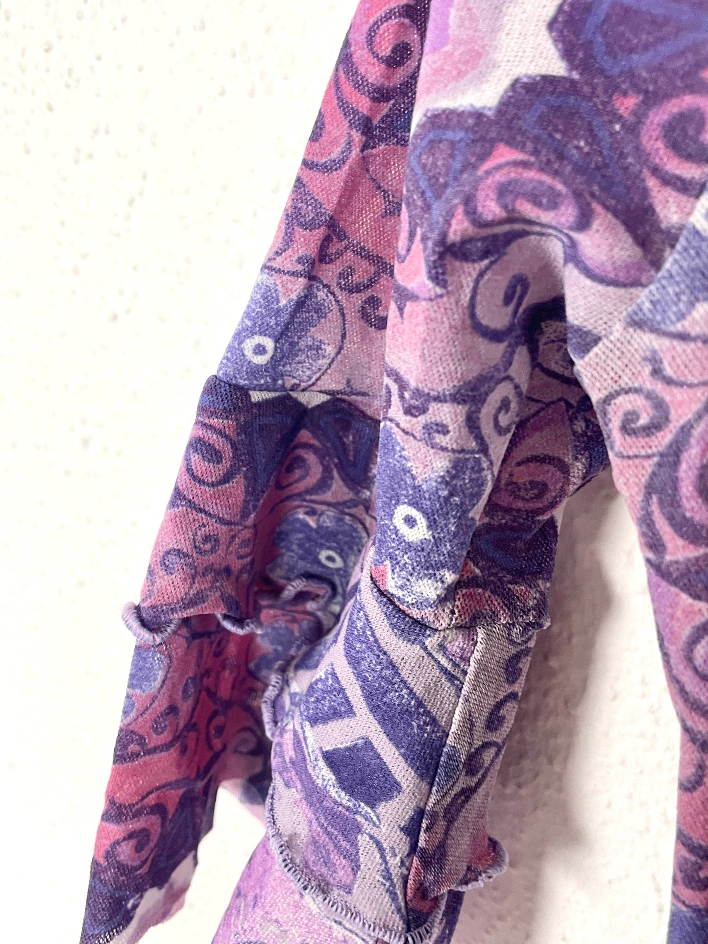 Vintage Printed mesh Purple Crop Top