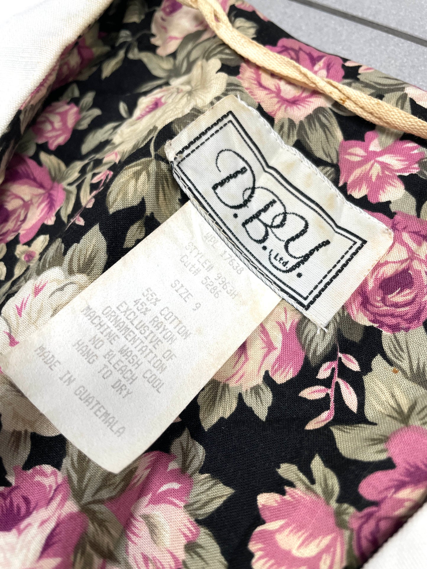 Vintage 80s Floral Midi Dress with Lace Collar