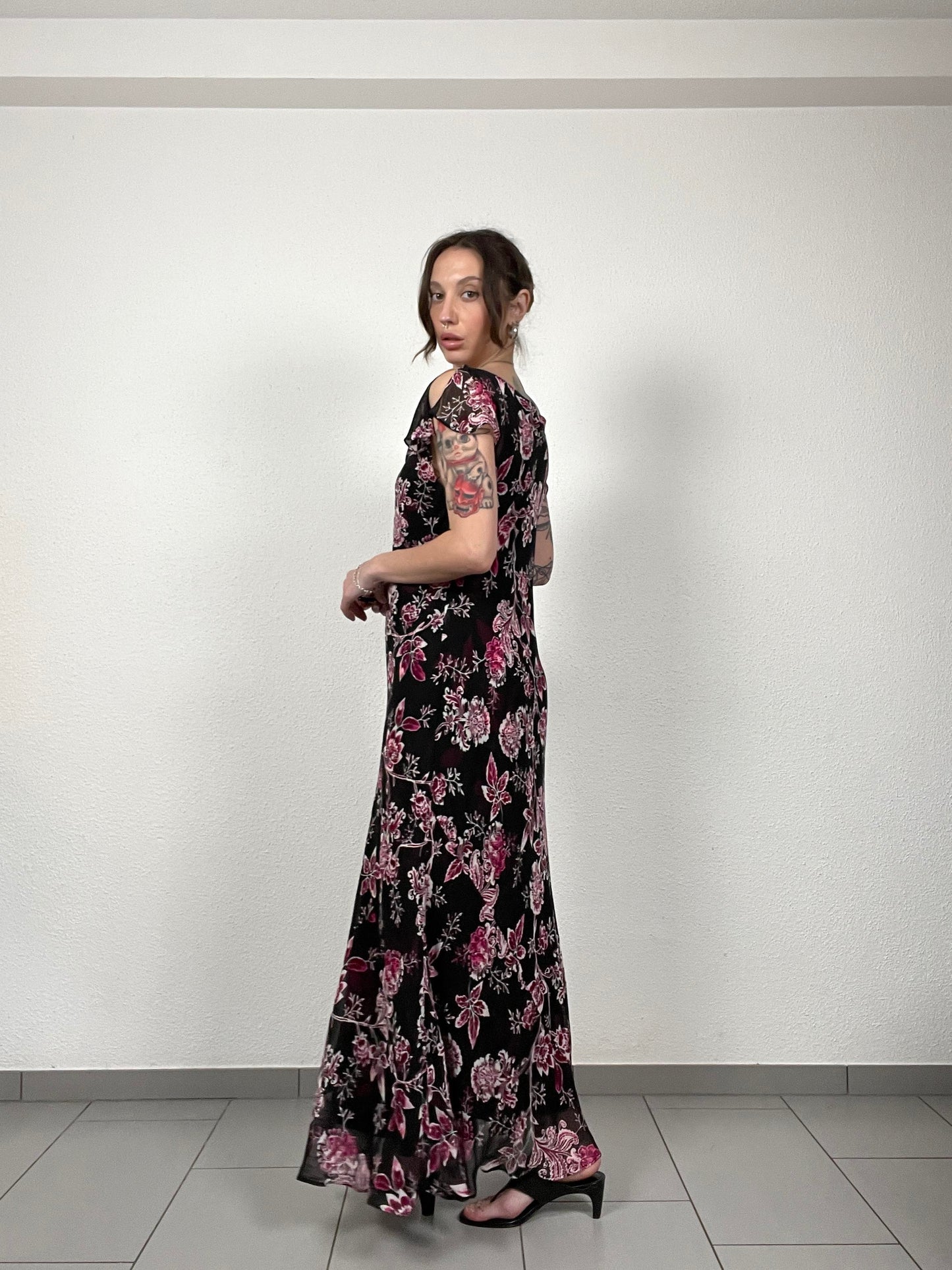 Vintage Floral Silk Dress by CC