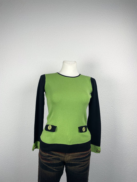 90s vintage lime & black contrast knit top