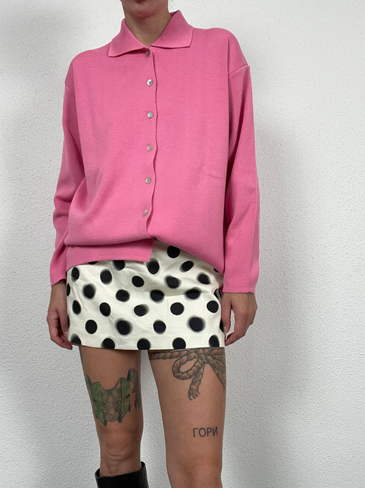 Vintage Italian Pink Merino Wool Cardigan – Size L