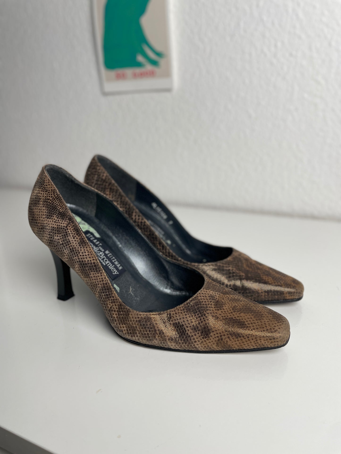 90s Stuart Weitzman for Russell & Bromley Snake Print Pumps