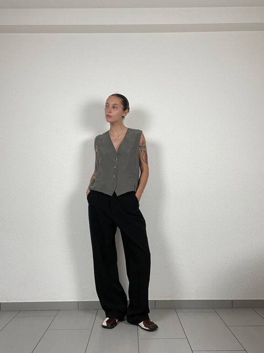 Vintage Grey Silk Vest – Size L
