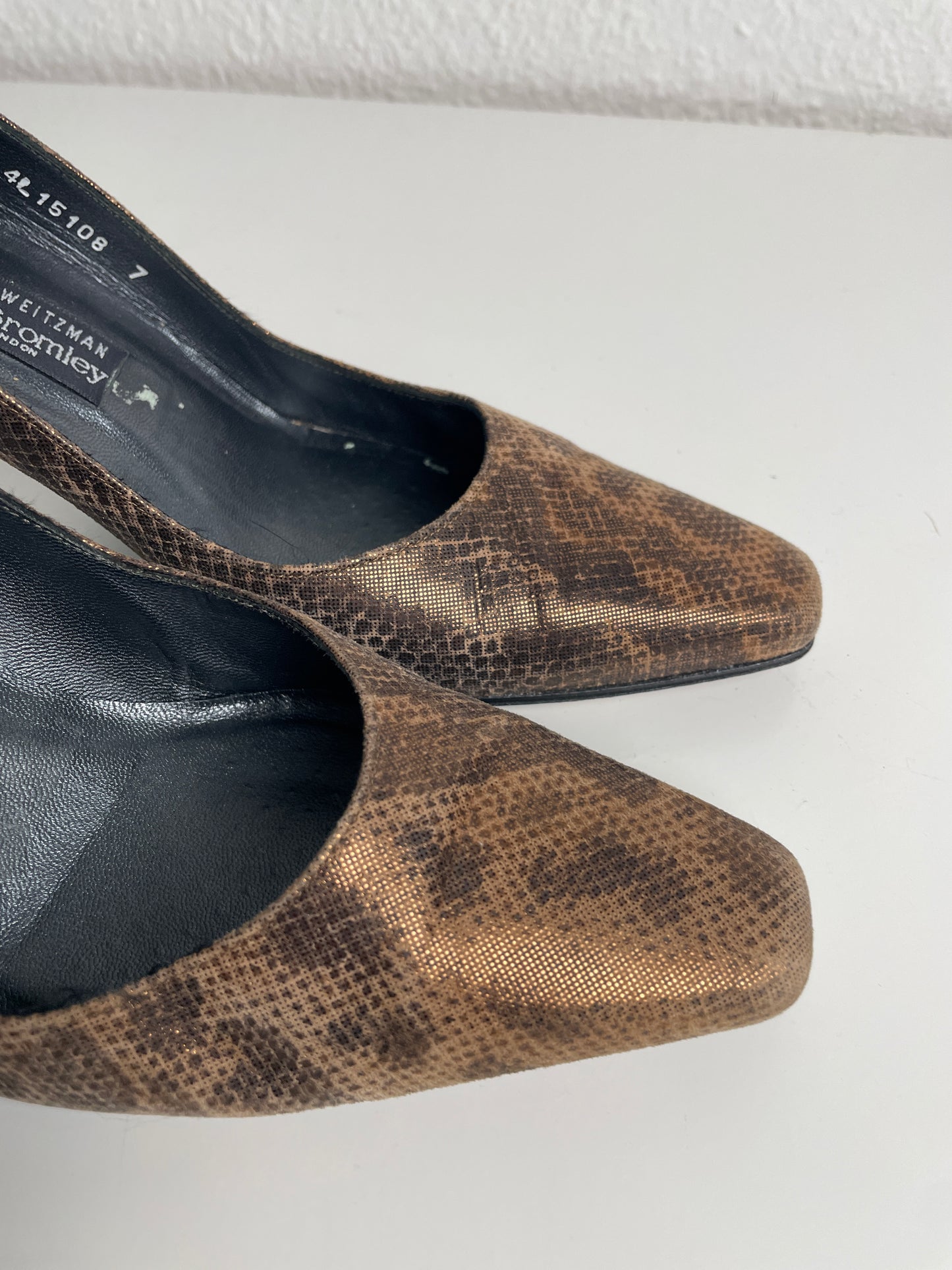 90s Stuart Weitzman for Russell & Bromley Snake Print Pumps