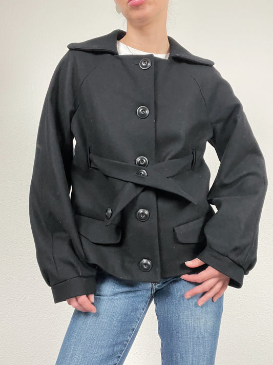 Vintage early 2000s black wool-blend short coat by Stefanel