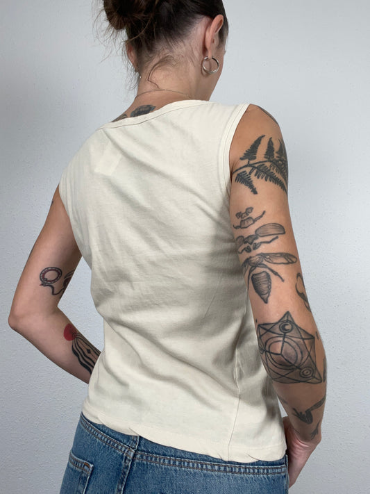 Vintage Prada Sport Pleated Front Sleeveless Top in Cream – Size M