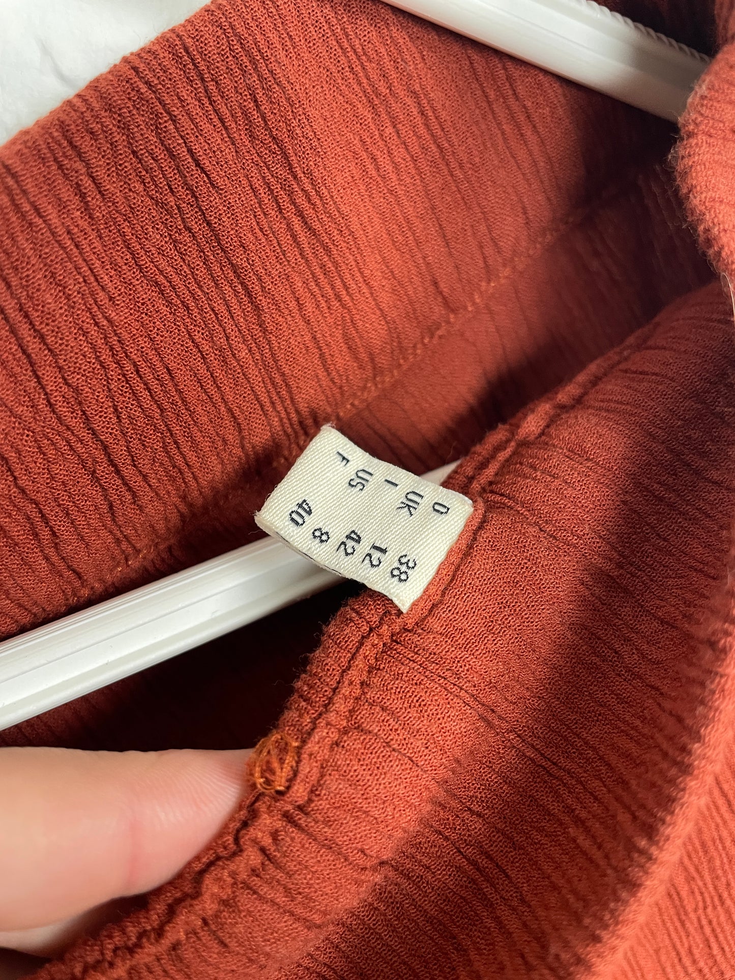 Rust Wide-Leg Textured Pants