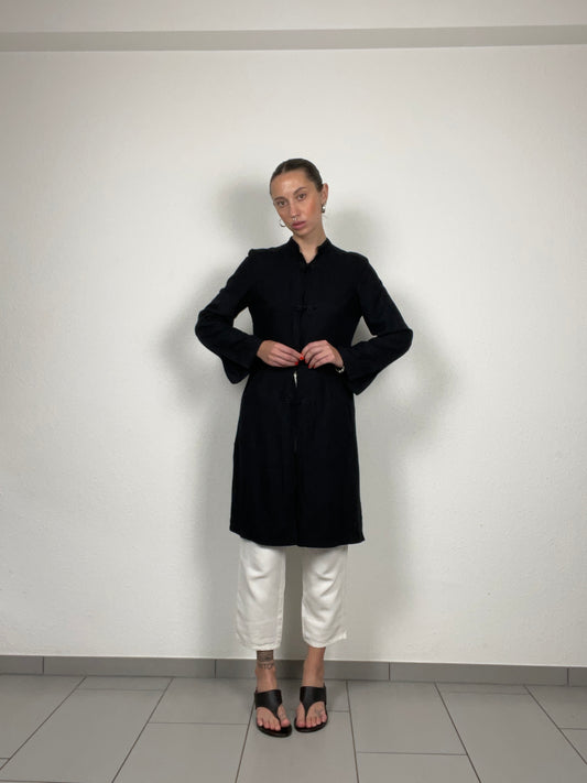 Vintage Apart Impressions Longline Black Jacket with Frog Closures – Size L