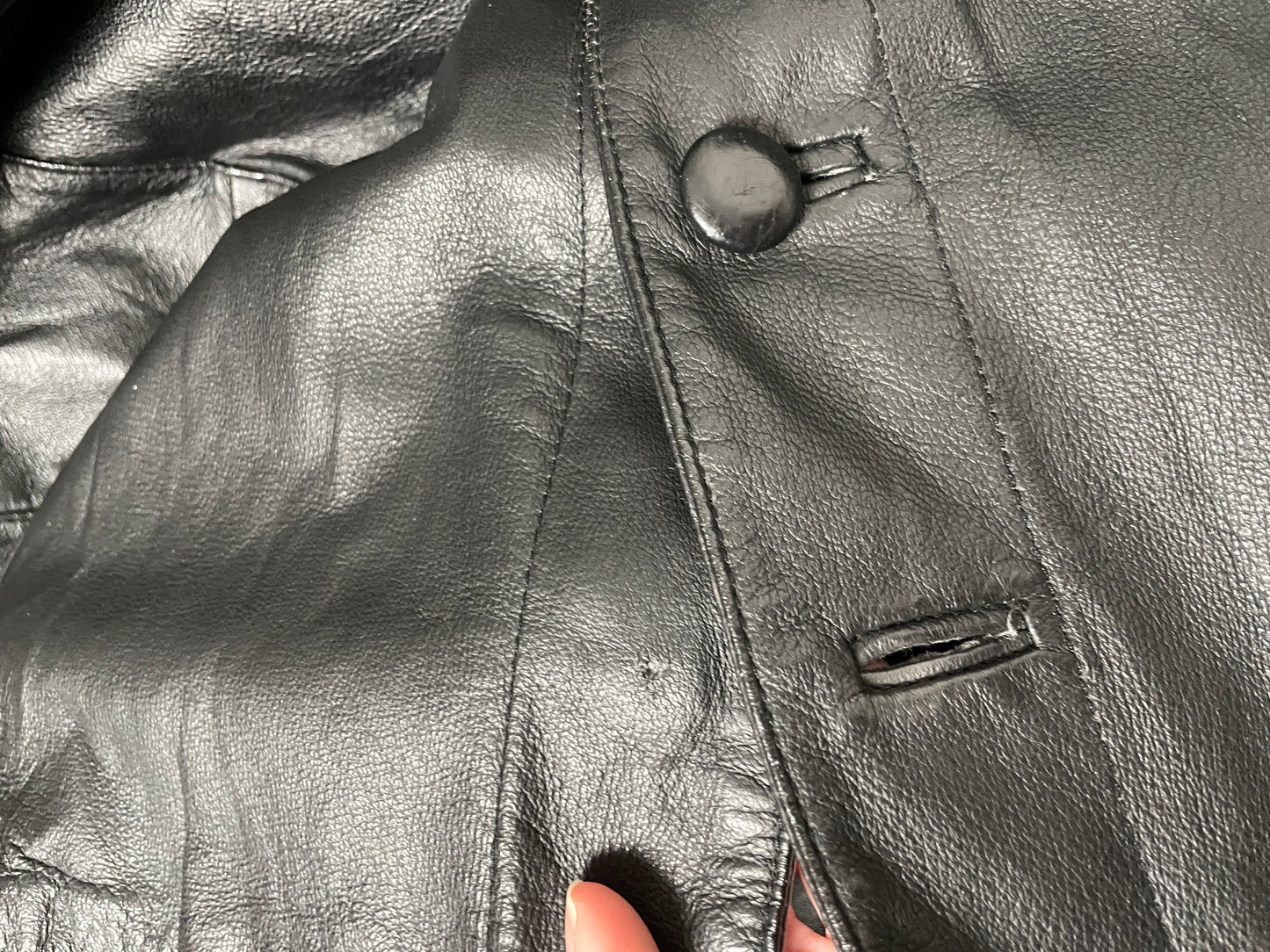 Vintage 90s black leather trench coat