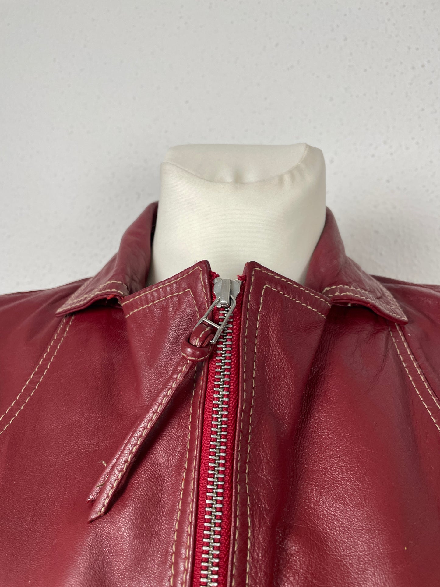 Vintage Y2K 2000s burgundy leather jacket