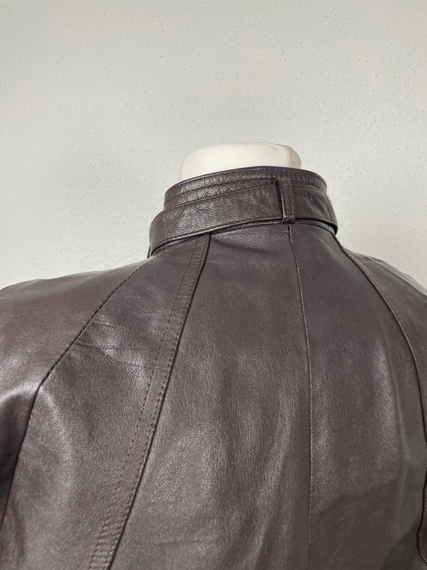 Vintage 80s hard leather brown bomber jacket