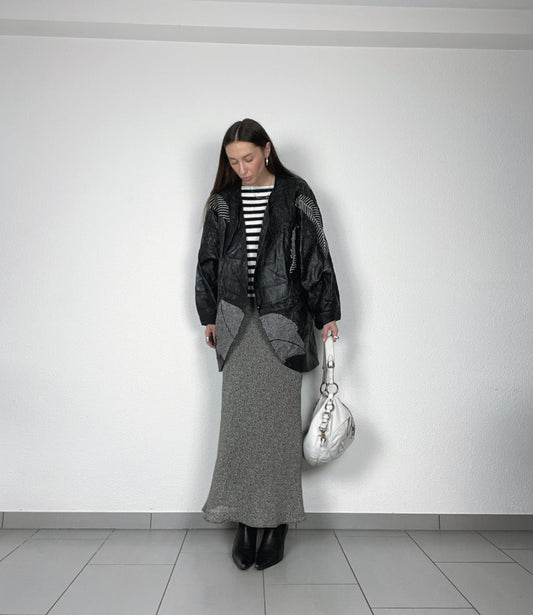 Vintage 80s leather printed oversized jacket