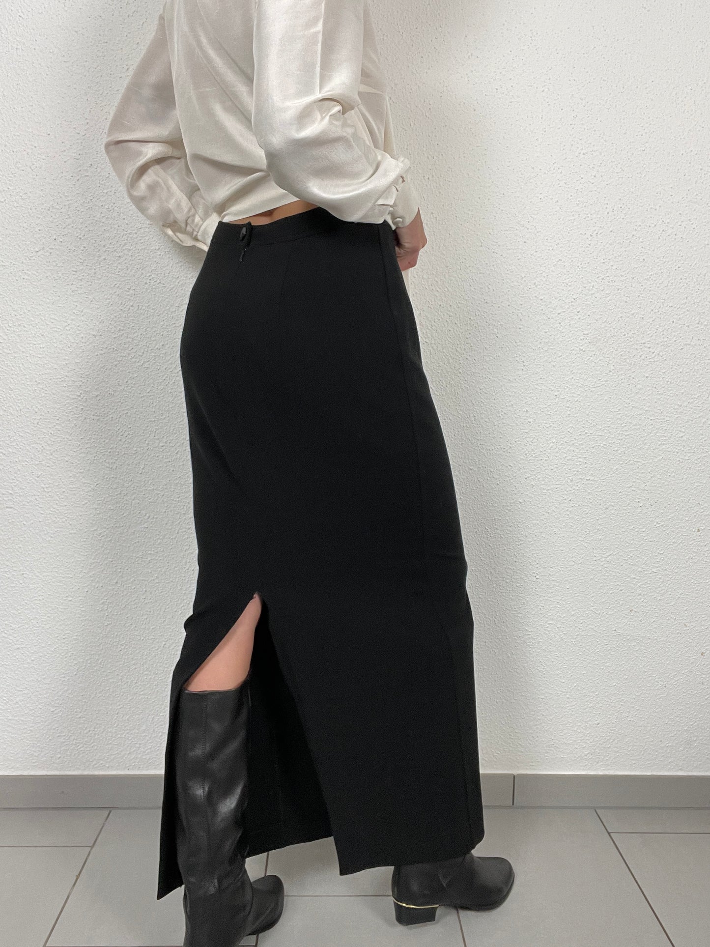 Vintage Black Maxi Skirt by Wallis – Size UK 10