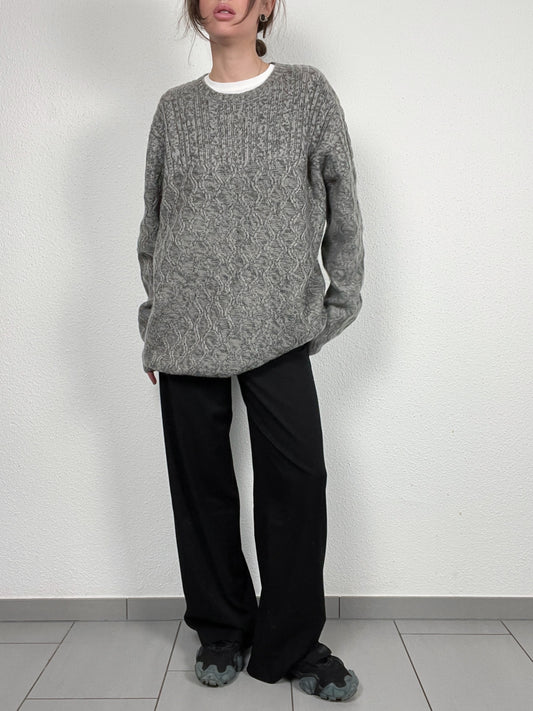 Grey cable-knit sweater by AW85.