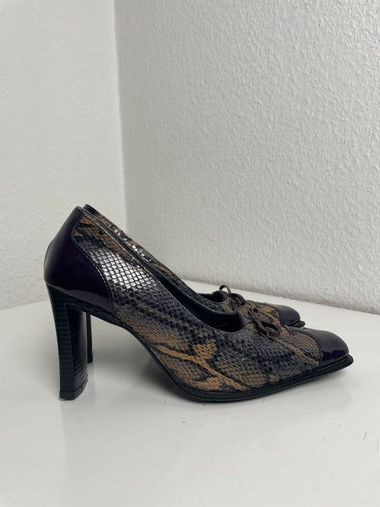 Vintage 90s Two-Tone Snake Print Heels