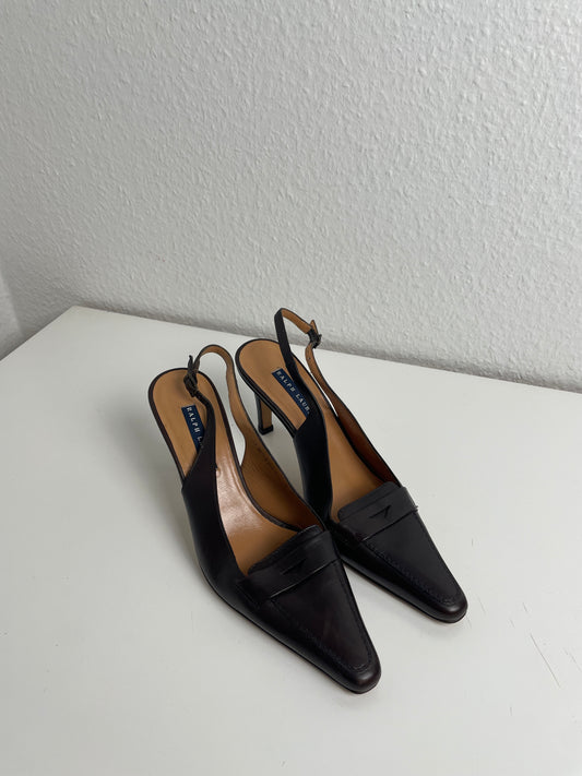 Vintage Y2K Ralph Lauren Brown Slingback Heels