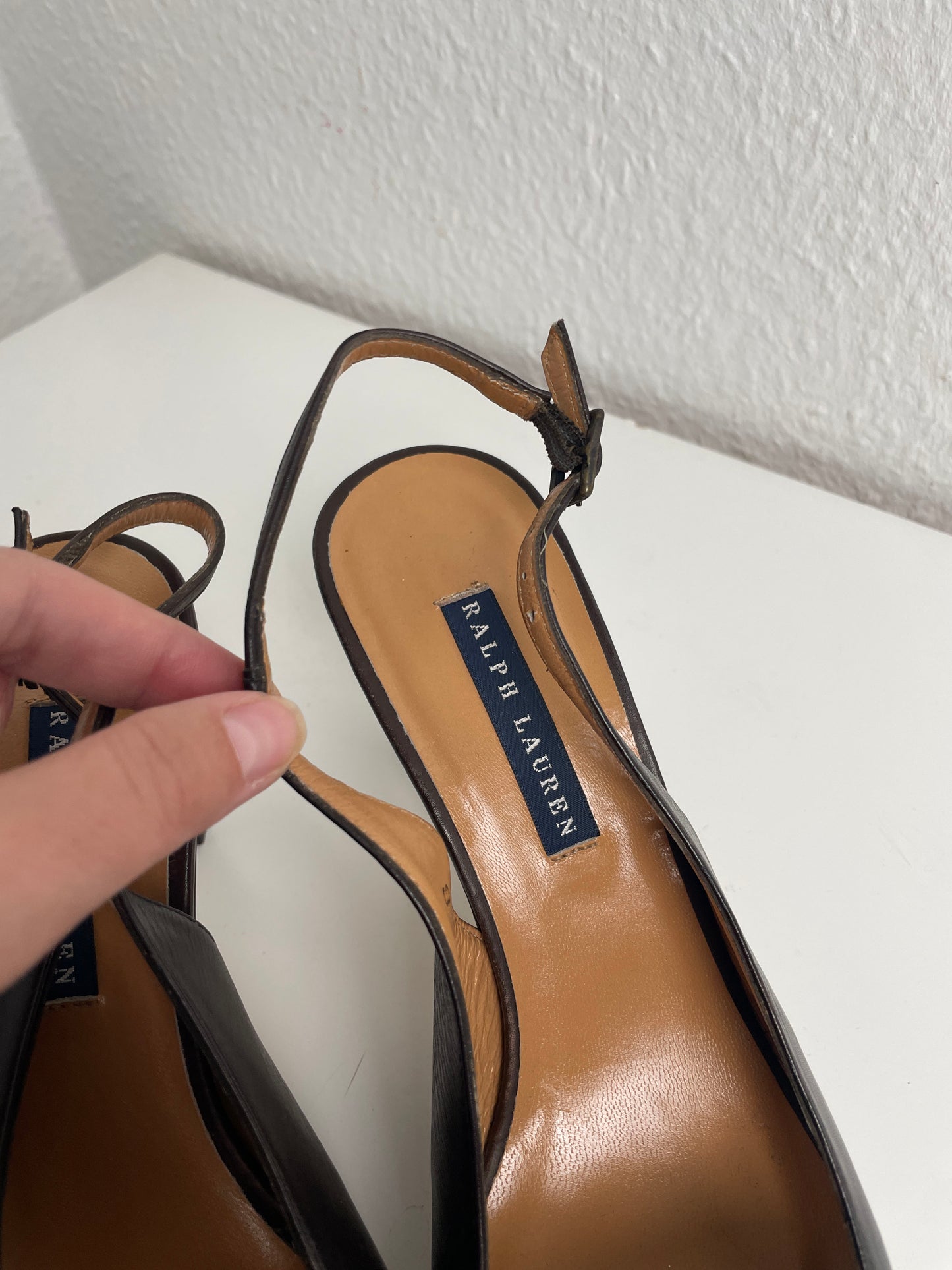 Vintage Y2K Ralph Lauren Brown Slingback Heels