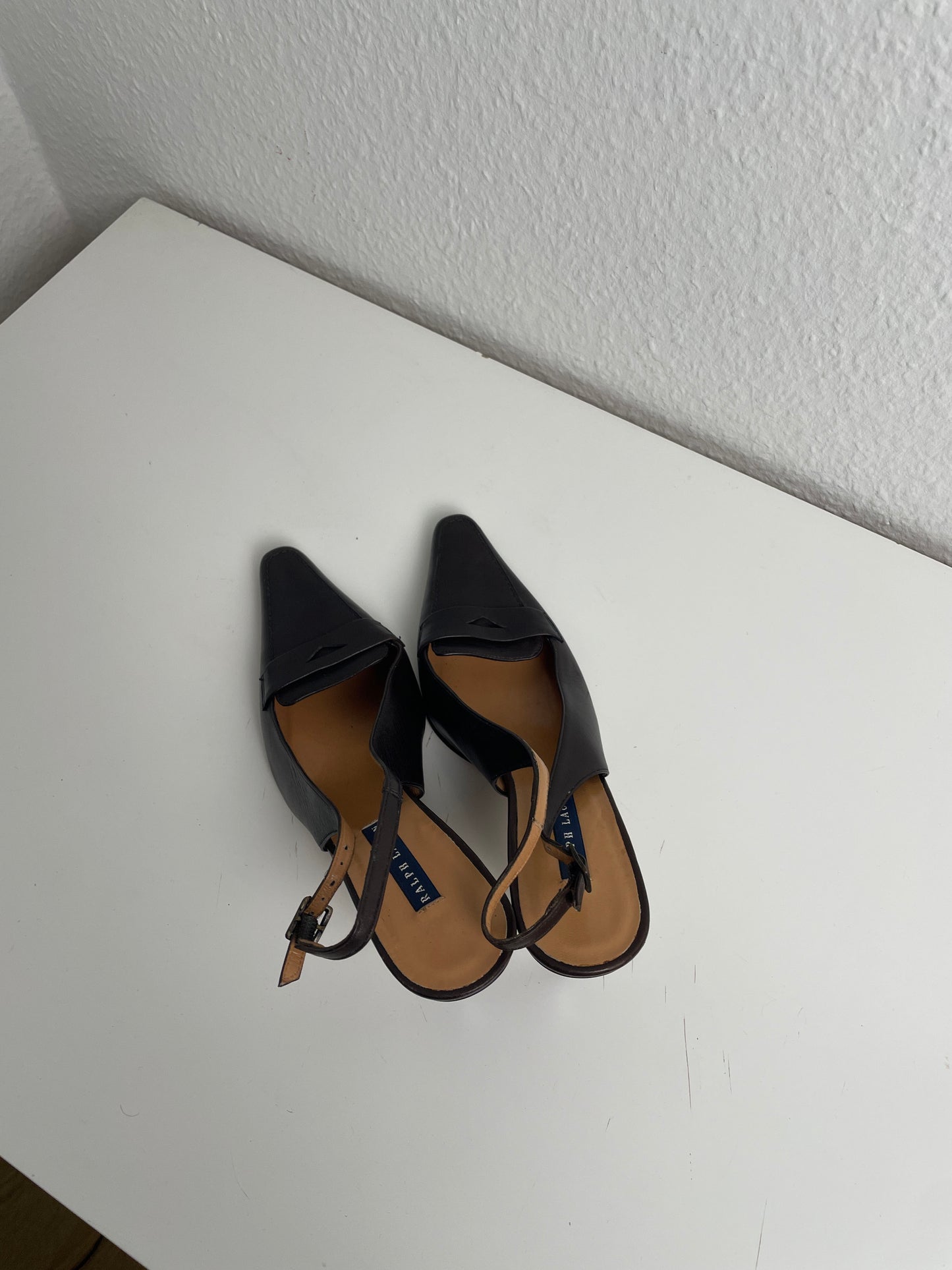 Vintage Y2K Ralph Lauren Brown Slingback Heels
