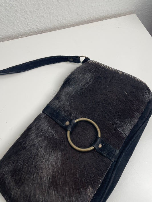 Vintage Black Haircalf Shoulder Bag