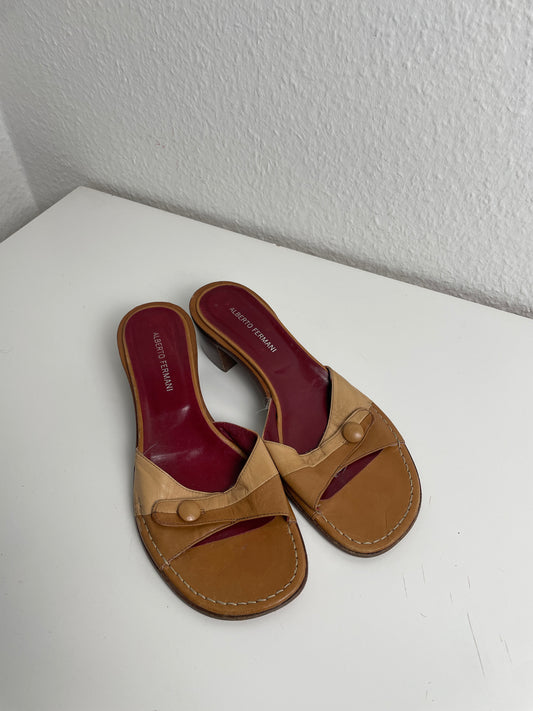 Vintage Leather Mules by Alberto Fermani