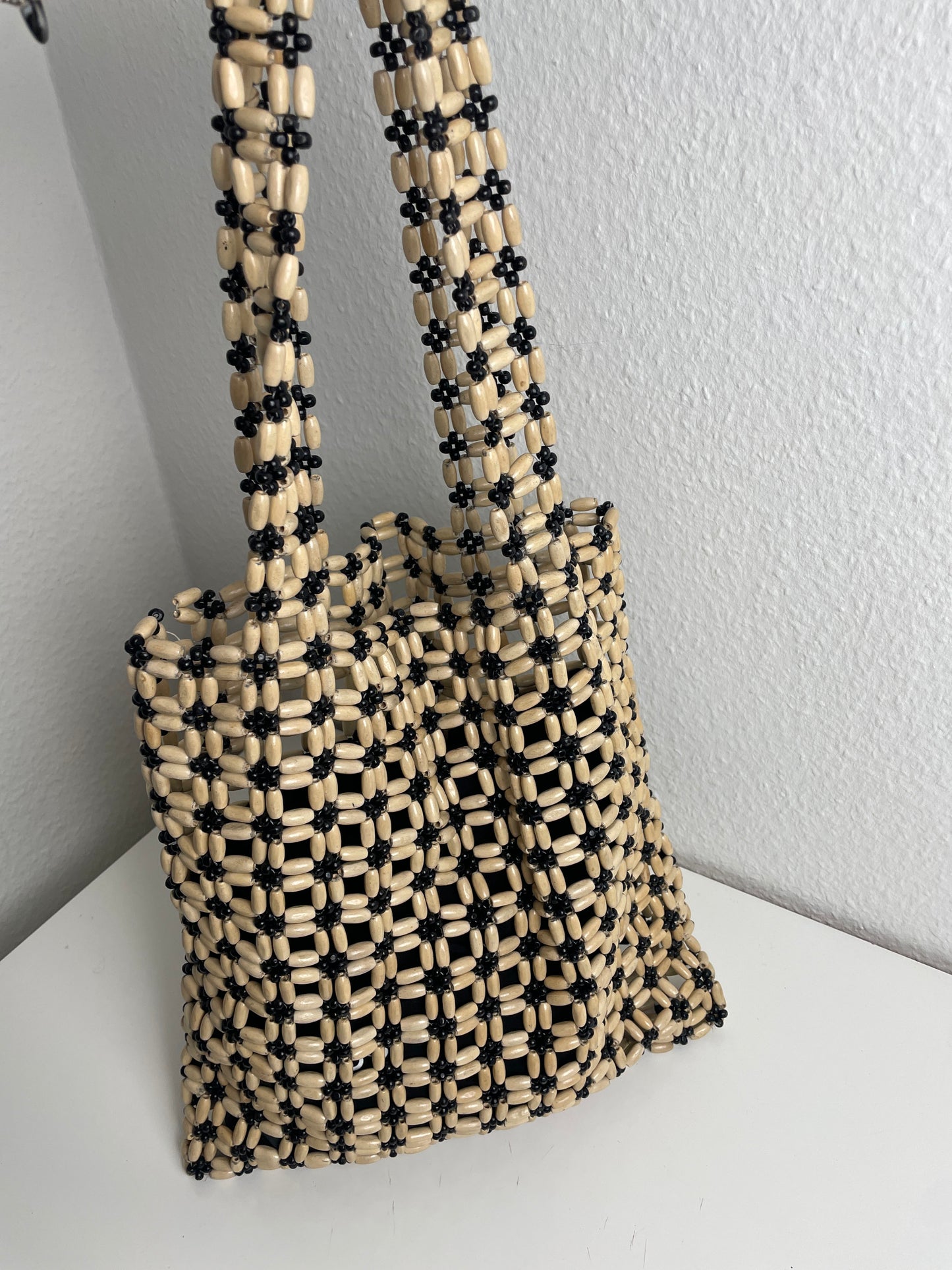 Vintage Wooden Bead Shoulder Bag