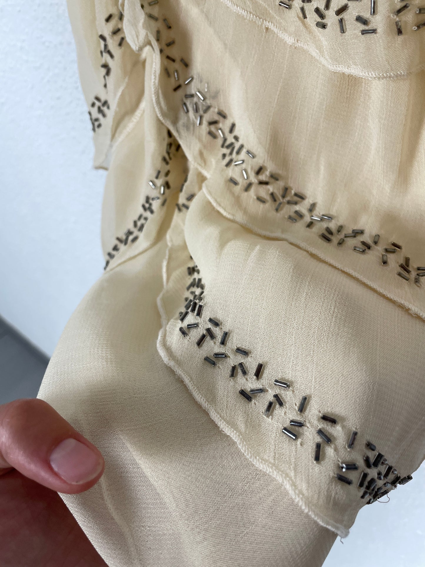 Y2K Cream Beaded Ruffle Cami Top