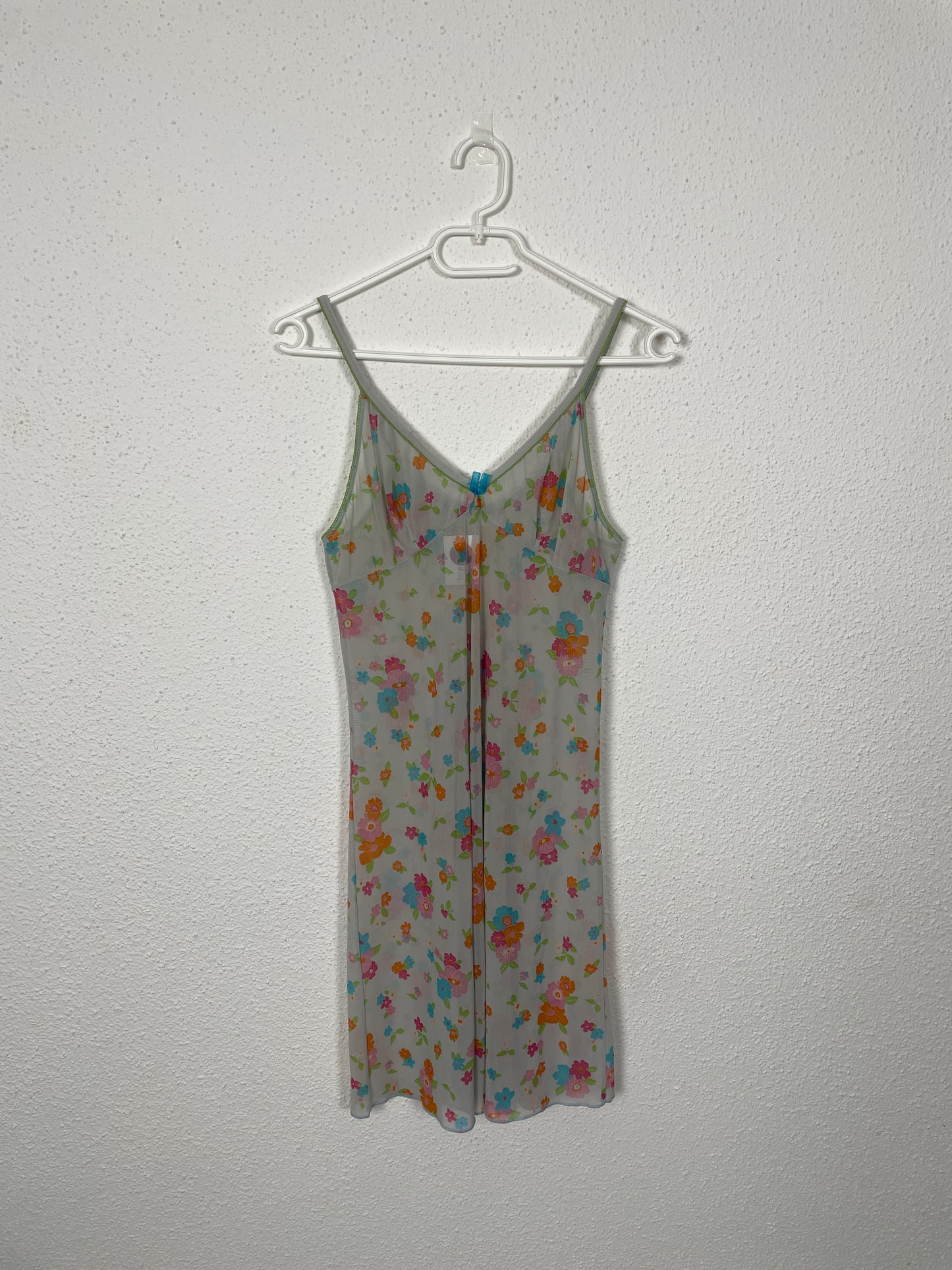 Y2K Sheer Floral Mesh Slip Dress