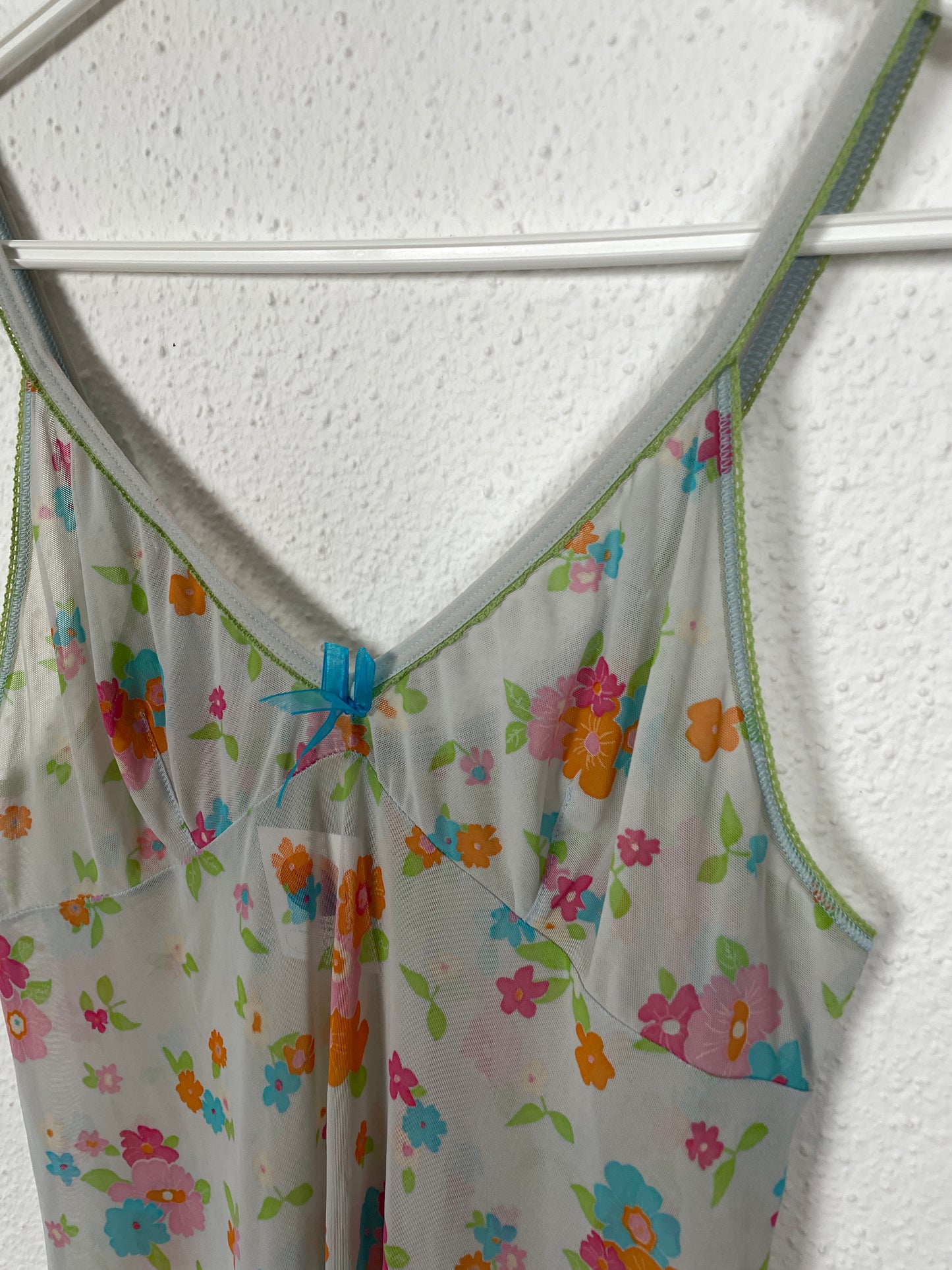 Y2K Sheer Floral Mesh Slip Dress