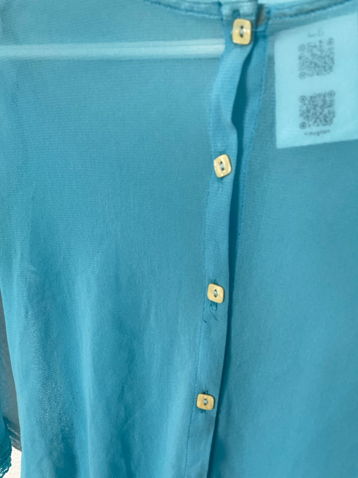 Y2K Sheer Aqua Button-Up Top