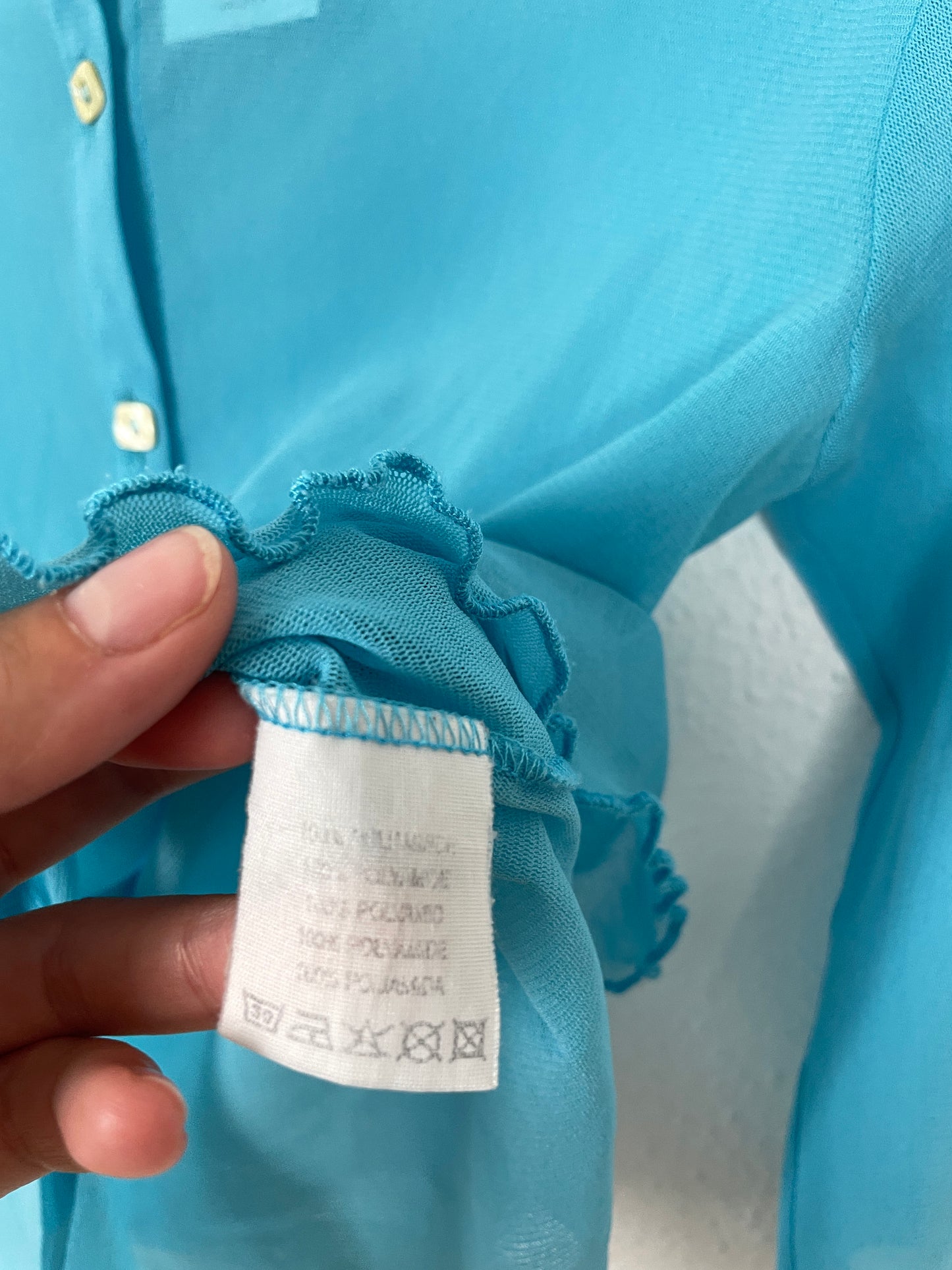 Y2K Sheer Aqua Button-Up Top